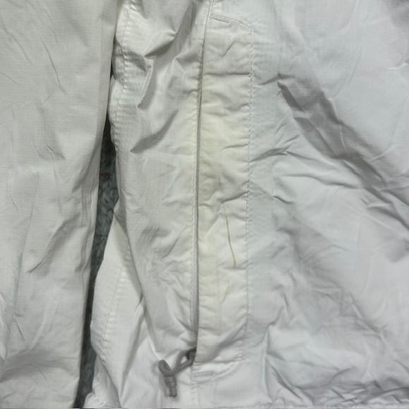 North Face HyVent Jacket Womens Small White Hooded Waterproof Windbreaker SPOTS - Picture 6 of 16